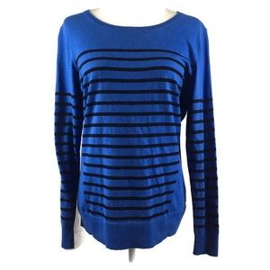 Cynthia Rowley Blue Striped Pullover Sweater